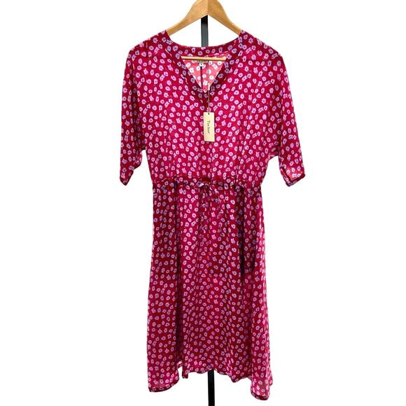 NWT Tucker NYC "Madeline 2.0" Ditsy Floral 100% Silk Short Sleeve Dress Sz M - Picture 2 of 9